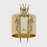 Grasshopper napkin rings, pearl, set of two