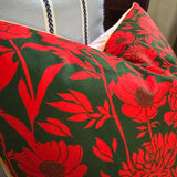 Velvet Pillow with Italian Peony Print