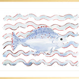 The "Red, White, and Blue Sea" Watercolor Fish Fine Art Print