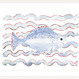 The "Red, White, and Blue Sea" Watercolor Fish Fine Art Print