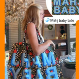 Jumbo Slouchy Denim Tote, MAHJ BABY CHINOISERIE BLEU