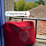 Nylon Satin Project Bag with Clear Window Front, HEART, LARGE