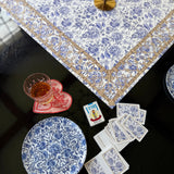 Illustrated Playing Cards with Tiger Motif and Needlepoint Accents, CHINOISERIE BLEU