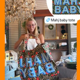 Jumbo Slouchy Denim Tote, MAHJ BABY CHINOISERIE BLEU