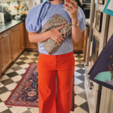 Roomy Leather Clutch, STRAWBERRY