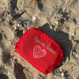 Nylon Satin Project Bag with Clear Window Front, HEART, LARGE