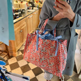 Jumbo Slouchy Denim Tote, POP ART ROSES