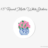 Ginger Jar Peonies Round Stickers