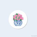 Ginger Jar Peonies Round Stickers