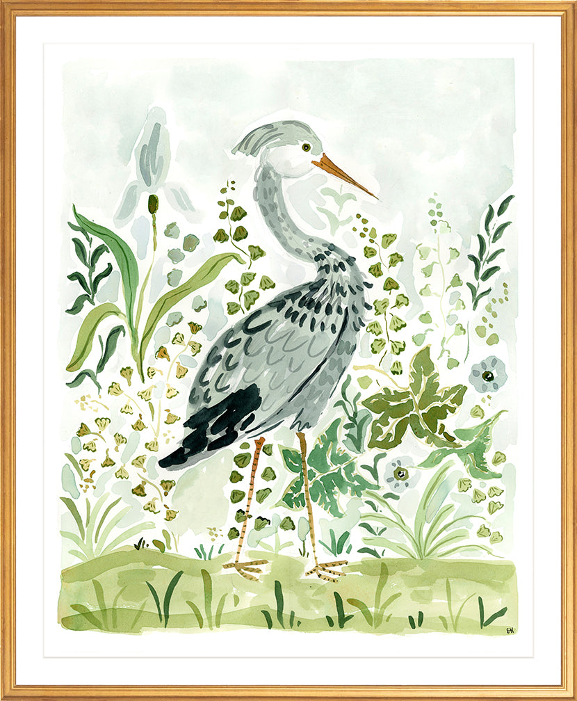The " Heron in the Ferns" Fine Art Print