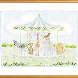 The "Merry-Go-Menagerie Blue Carousel" Fine Art Print