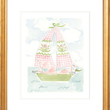 The "Sailboat Menagerie Flamingos" Fine Art Print