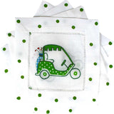 Green Golf Cart Linen Cocktail Napkins