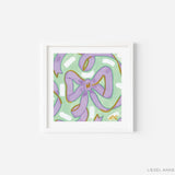 Green & Lavender Golden Bows Art Print [5x5]