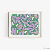 Green & Lavender Golden Bows Art Print [8x10]