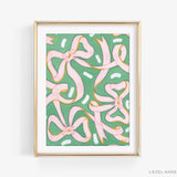 Green & Pink Golden Bows Art Print [11x14]