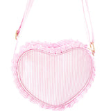 Heart Purse, Seersucker Pink