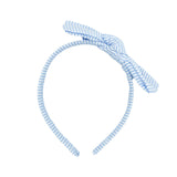 Seersucker Bow Headband in Blue/White