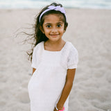 Seersucker Bow Headband in Lavender/White