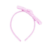 Seersucker Bow Headband in Pink/White