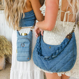 Denim Half Moon HydroHobo® Bag- bottle included