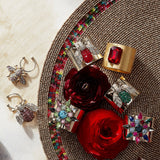 Single gem napkin rings, bright red, set of two