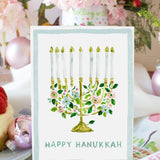Floral Menorah Hanukkah Card