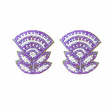 Block Print Flower Earrings in Lavender