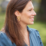 Block Print Flower Earrings in Caramel