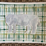 Plaid Hippo, Original 9x12