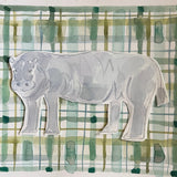 Plaid Hippo, Original 9x12