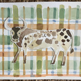Plaid Bull, Original 9x12