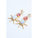 Moonstone + Rubelite earrings