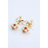 Pearl + Red Coral Poinsettia Bow Earring - Pre-Order Ships 11/14