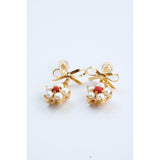Pearl + Red Coral Poinsettia Bow Earring - Pre-Order Ships 11/14