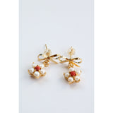Pearl + Red Coral Poinsettia Bow Earring - Pre-Order Ships 11/14