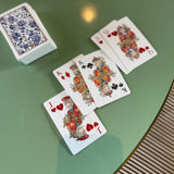 Illustrated Playing Cards with Tiger Motif and Needlepoint Accents, CHINOISERIE BLEU