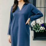 Terry Tunic Dress - Navy