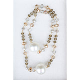 Crystal + Pearl Long strand Necklace