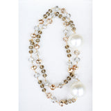 Crystal + Pearl Long strand Necklace