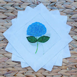 Blue Hydrangea Linen Cocktail Napkins