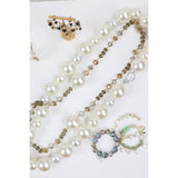 Crystal + Pearl Long strand Necklace