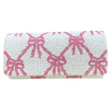 Large Straight Flap Clutch in Pink Bows