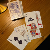 Illustrated Playing Cards with Tiger Motif and Needlepoint Accents, CHINOISERIE BLEU