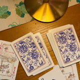 Illustrated Playing Cards with Tiger Motif and Needlepoint Accents, CHINOISERIE BLEU