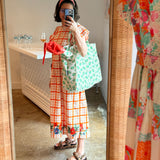 Jumbo Slouchy Denim Tote, HANDBOOK PLAID