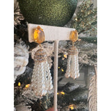 Citrine Pearl Tassel Earrings