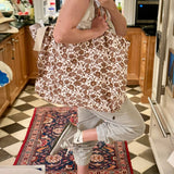 Jumbo Slouchy Denim Tote, GARDEN PARTY