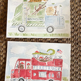 The Little Animal Fire Co. Truck, Original 9x12
