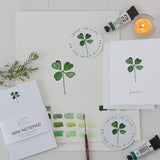 Four Leaf Clover Watercolor Note Card (single card)